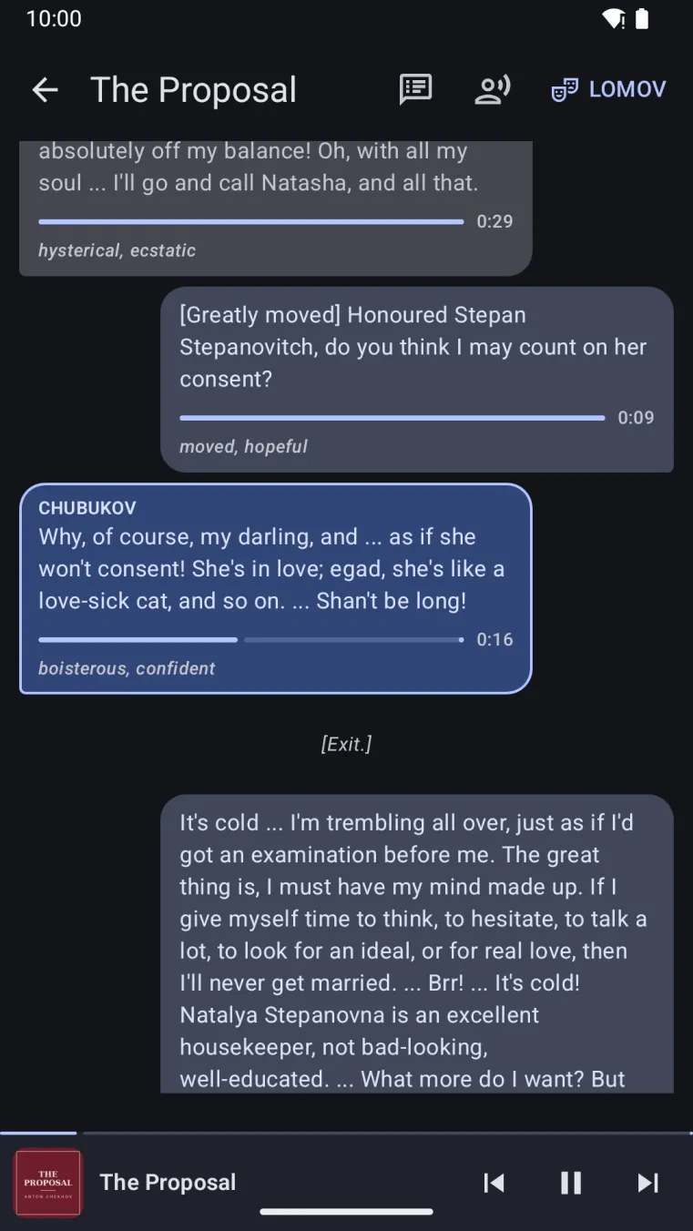 2Reply on Android — the script as a chat, synced to the recording