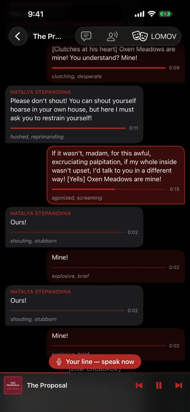 2Reply on iPhone — your line playing muted, with the speak-now banner